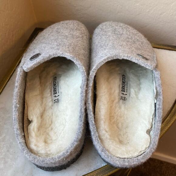 Birkenstock Zermatt Shearling Wool Gray Kids Childrens Sz 31 US 13 Slipper Mule - Picture 4 of 6